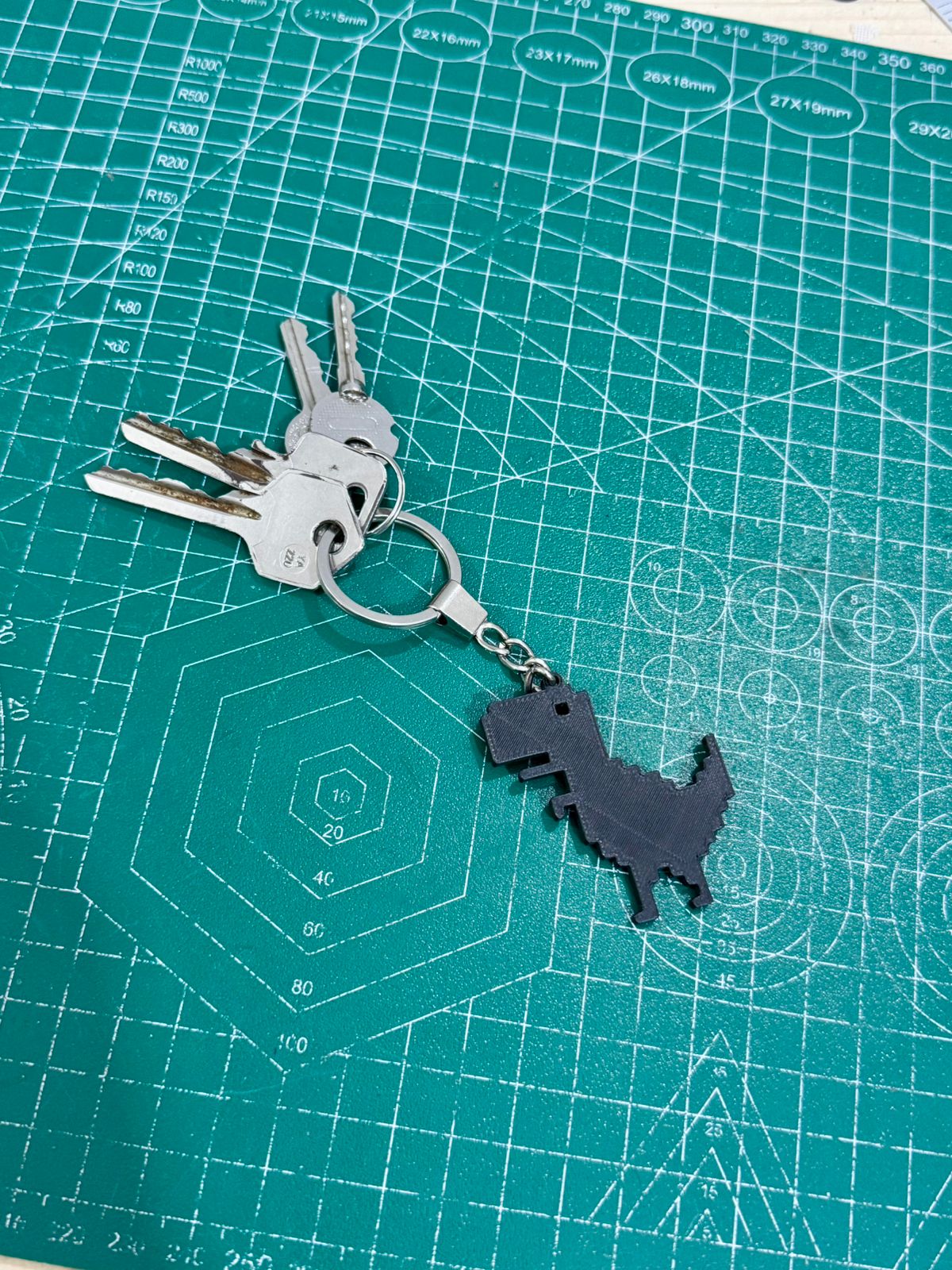 Chrome Dino Keychain